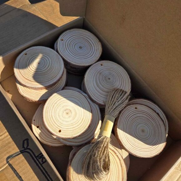 Natural Wood Slices 30Pcs 3.1''-3.5'' - Picture 4 of 10